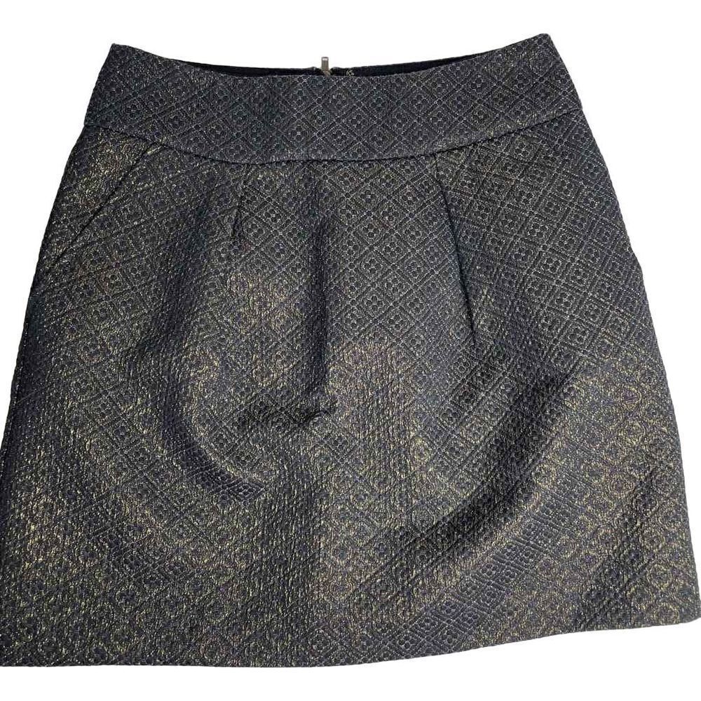 Ann Taylor Metallic Black Diamond-Textured Mini Skirt